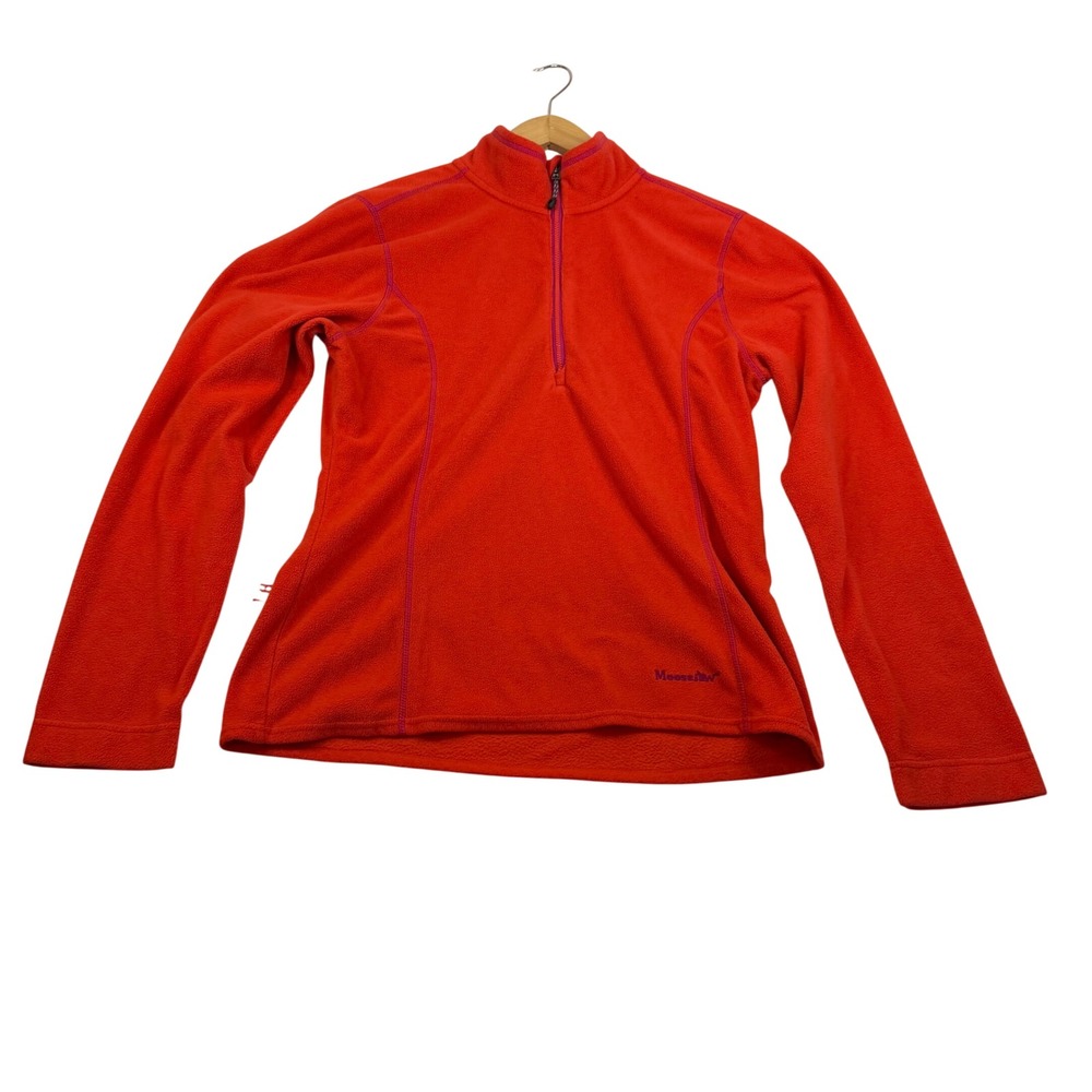 Moosejaw Mountaineering Womens Large Orange Fleece Quarter Zip Pullover Sweater